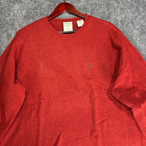 Timberland Sweater Mens Large Rust Lambs Wool Nylon Stratham Issue Crew Pullover - Picture 3 of 8